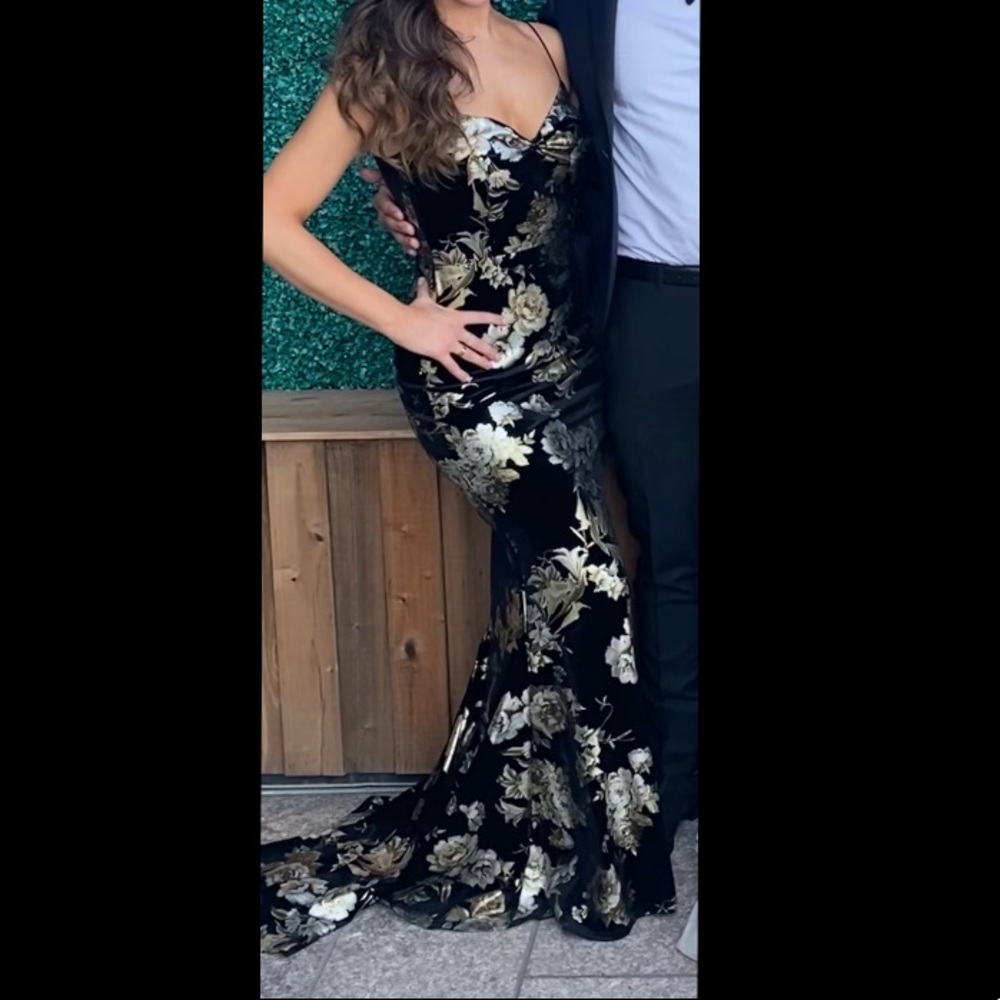 Black Floral Abyss by Abby Dress with matching mask